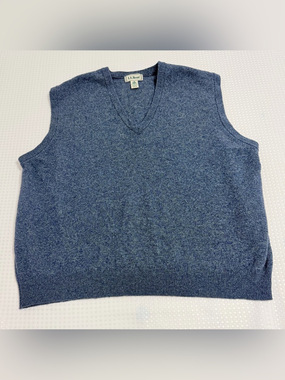 LL Bean Mens 100% Lambswool Blue Sweater Vest Vintage Scotland Grandpa Size XXL